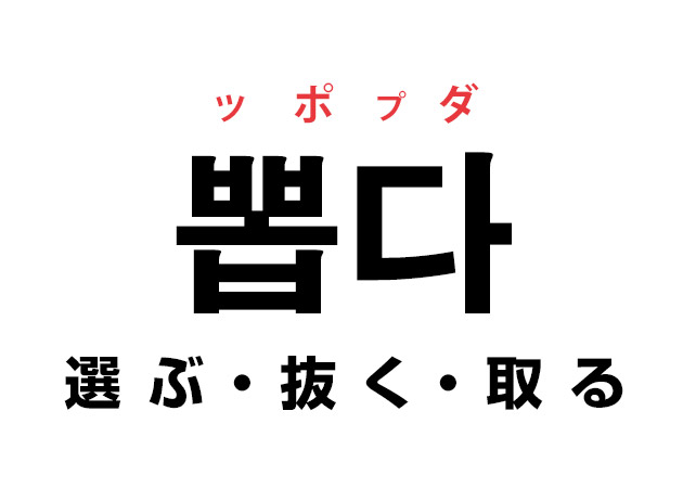 韓国語の「뽑다 ッポプダ（選ぶ・抜く・取る）」を覚える